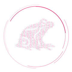 Poster - The frog symbol filled with pink dots. Pointillism style. Vector illustration on white background