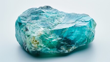 Paraiba Tourmaline stone, photographed in the studio on a white background, showing the surface details and beautiful color of the stone, Ai generated Images