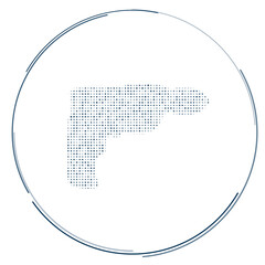 Poster - The electric drill symbol filled with dark blue dots. Pointillism style. Vector illustration on white background
