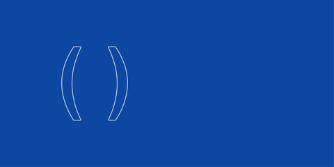 Poster - A large white outline brackets symbol on the left. Designed as thin white lines. Vector illustration on blue background