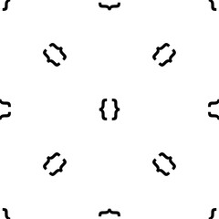 Poster - Seamless pattern of repeated black curly brackets symbols. Elements are evenly spaced and some are rotated. Vector illustration on white background
