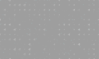 Poster - Seamless background pattern of evenly spaced white round pliers symbols of different sizes and opacity. Vector illustration on gray background with stars