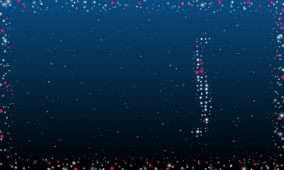 Poster - On the right is the integral symbol filled with white dots. Pointillism style. Abstract futuristic frame of dots and circles. Some dots is pink. Vector illustration on blue background with stars