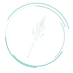 Poster - The mystical Spear symbol filled with teal dots. Pointillism style. Vector illustration on white background