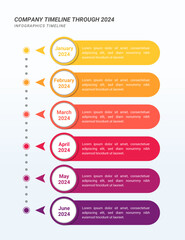 company timeline infographic from 1 up to 6 steps with editable text on a 16:9 layout for business p