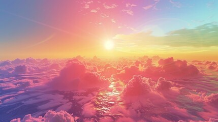 Wall Mural - Sky Gradients Nature's Canvas: A 3D illustration depicting the sky as nature's canvas