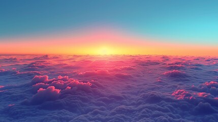 Wall Mural - Sky Gradients Sunrise: A 3D illustration depicting the gradient of colors in the sky during sunrise