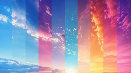 Wall Mural - Sky Gradients Weather: An illustration showing the changing gradient of colors in the sky during different weather conditions