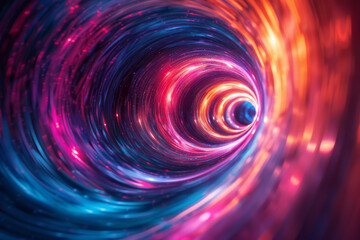 Poster - An abstract neon infinity loop with alternating colors, creating a mesmerizing strobe effect,