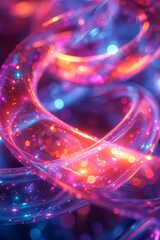 Poster - A close-up of a neon infinity loop with intricate light patterns and reflections,