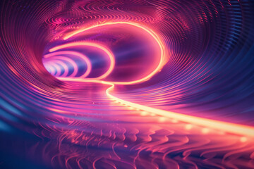 Poster - An infinity loop made of neon lines, with a continuous flow of light that creates a sense of movement,