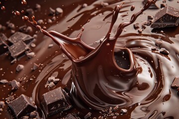 Wall Mural - Decadent Delight: Isolated PSD Chocolate Splash Background, generative ai