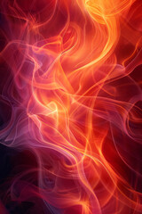 Poster - Abstract gradient curves in fiery red and orange tones, resembling the movement of flames,