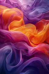 Poster - Flowing gradient curves in sunset hues, transitioning from deep purples to warm oranges and pinks,