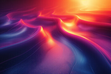 Poster - A series of gradient curves in neon colors, forming vibrant and dynamic waves,