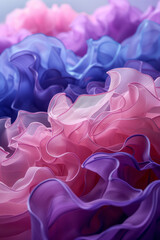 Poster - Flowing waves with gradient curves in shades of pink and purple, creating a soft and romantic feel,