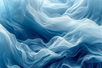 Poster - Abstract gradient curves in icy blue and white tones, resembling the movement of glaciers,