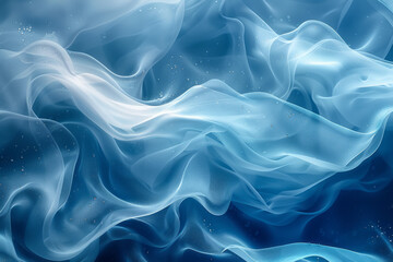 Poster - Abstract gradient curves in icy blue and white tones, resembling the movement of glaciers,