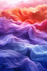 Poster - A visual of gradient waves in sunset hues, with curves transitioning smoothly from one color to another,