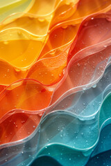 Poster - Gradient curves in tropical colors, forming waves that evoke a sense of paradise and relaxation,
