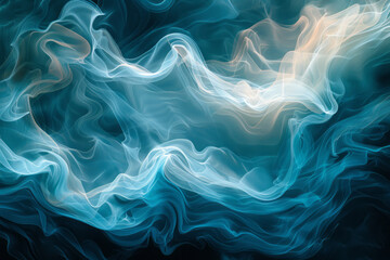 Poster - Abstract waves with gradient curves that transition from deep blues to vibrant turquoise,