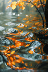Poster - Gradient curves in autumnal shades, forming flowing waves that capture the essence of fall,