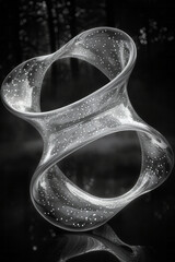 Poster - An infinite loop of a Mobius strip with beads that flicker like tiny candles, casting a gentle light in the dark,