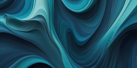 Wall Mural - 3D blue and green geometric fluid abstract background. Minimalist modern graphic design element cutout style concept for the banner.