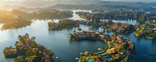 Wall Mural - Aerial view of GuatapÃ©, a complex of bay and inlets in Antioquia, Colombia.