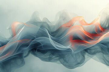 Poster - A mesh wave composition with smooth, flowing lines and a soft, misty color palette,