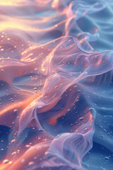Poster - A mesh wave pattern with pastel hues and a subtle, glowing effect, creating a serene atmosphere,
