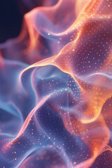 Poster - A mesh wave pattern with pastel hues and a subtle, glowing effect, creating a serene atmosphere,
