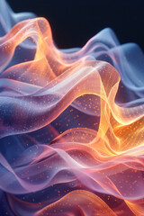 Poster - A mesh wave pattern with pastel hues and a subtle, glowing effect, creating a serene atmosphere,