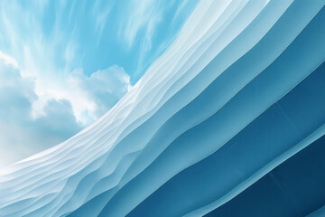 Leinwandbilder - A minimalist design featuring waves of parallel lines with a gradient blending from light blue to white,
