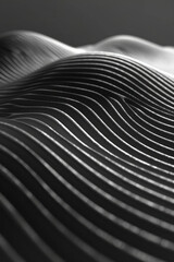 Poster - Waves of parallel lines in a monochromatic color scheme, with a gradient shifting from light to dark grey,