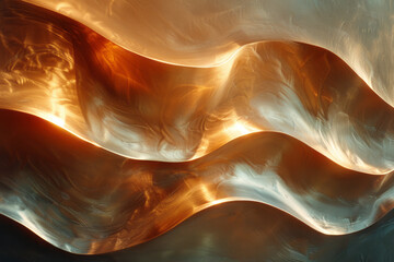 Poster - Abstract parallel lines creating wave patterns, with a subtle gradient of warm yellows and golds,