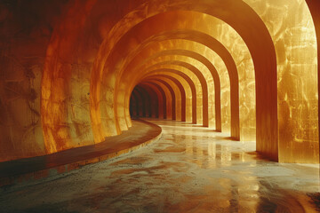 Leinwandbilder - Abstract parallel lines creating wave patterns, with a subtle gradient of warm yellows and golds,