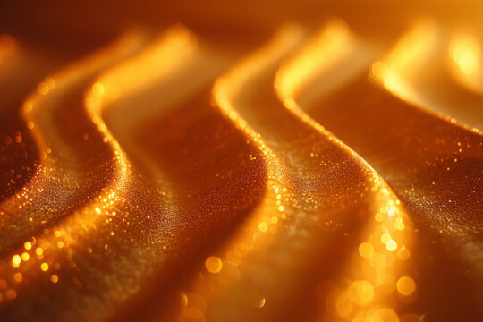 Abstract parallel lines creating wave patterns, with a subtle gradient of warm yellows and golds,