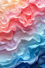 Wall Mural - Waves of parallel lines in soft pastel hues, with a gradient transitioning from baby blue to light pink,