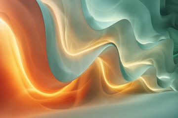Leinwandbilder - A design featuring waves of parallel lines with a subtle gradient from light green to pale yellow,