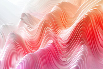 Leinwandbilder - An abstract pattern of parallel lines forming waves, with a gradient blending from rose pink to soft peach,