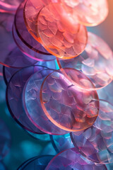 Aufkleber - Abstract gradient circles made of glass, layered and reflecting shades from pink to purple,