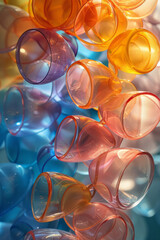 Aufkleber - Glass circles with gradients from coral to peach, layered and reflecting harmoniously,