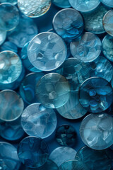 Aufkleber - A composition of gradient glass circles in cool tones, transitioning from blue to teal,