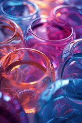 Poster - Abstract gradient circles made of glass, with a gradient from purple to magenta, creating harmonious reflections,