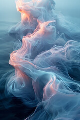 Poster - Soft, flowing light waves in pastel colors, creating a dreamy and ethereal atmosphere,
