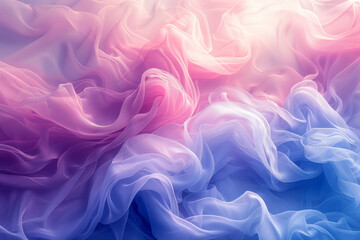 Aufkleber - Gentle, flowing light waves in pastel blue and pink, creating a soft, romantic atmosphere,