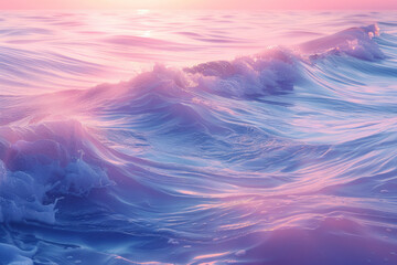 Aufkleber - Gentle, flowing light waves in pastel blue and pink, creating a soft, romantic atmosphere,
