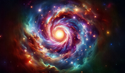 galaxy in the depths of space the galaxy is full of bright stars and there's a black hole in the mid