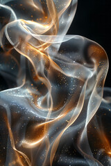 Leinwandbilder - Dynamic waves of linear patterns in gold and silver, radiating fluid harmony against a dark background,